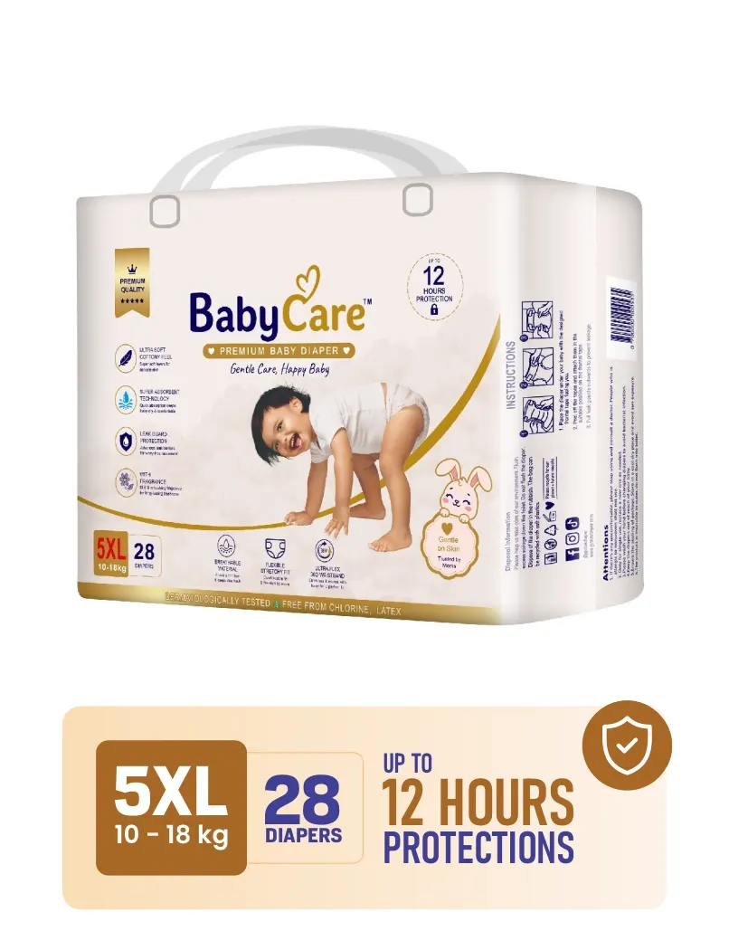 Baby Care Premium Baby Diapers - XL-5 Regular Pack 28 Pcs