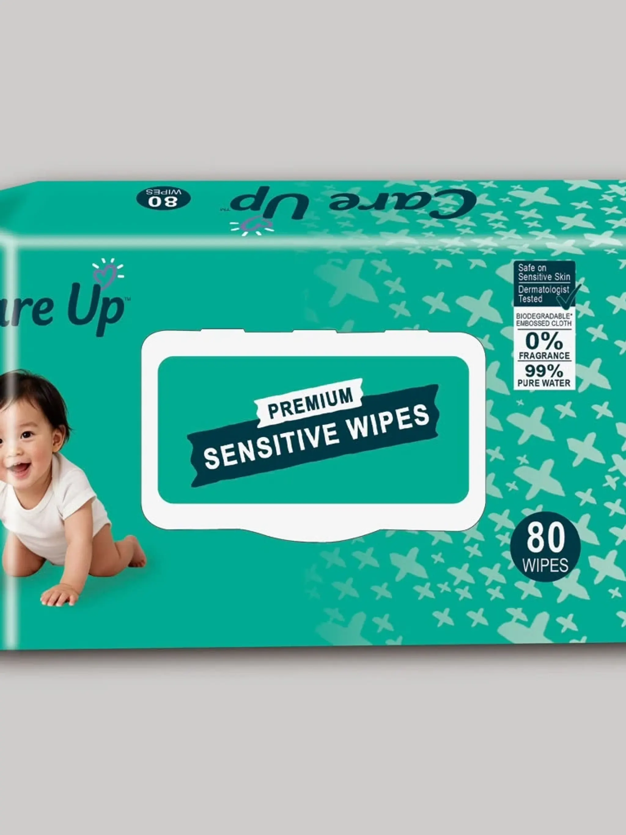  Care Up Premium Baby Diapers Wipes Pack 80 Pcs - Thumbnail