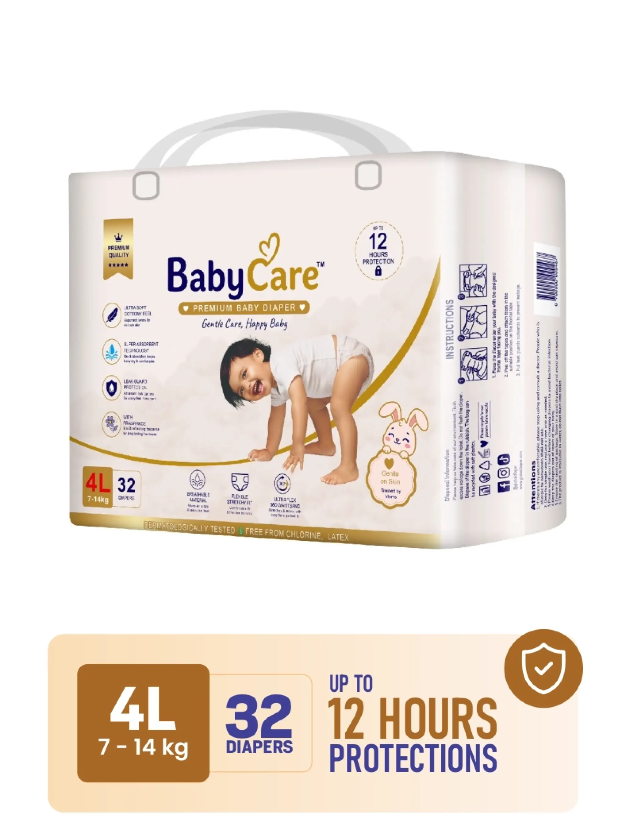 Baby Care Premium Baby Diapers - NB-1 Regular Pack 52 Pcs - Thumbnail