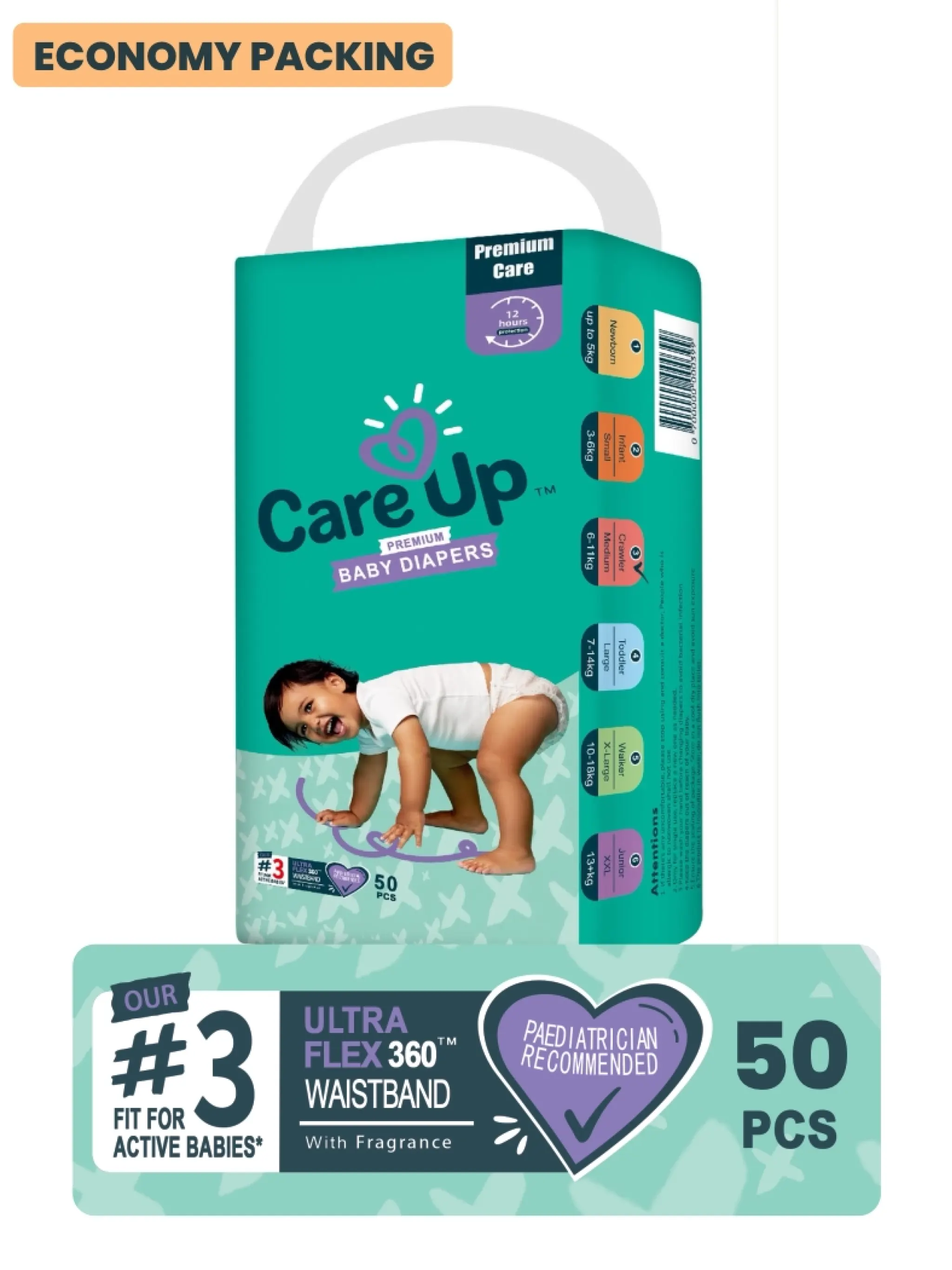  Care Up Premium Baby Diapers - XL-5 - 13kg plus Economy Pack 28 Pcs