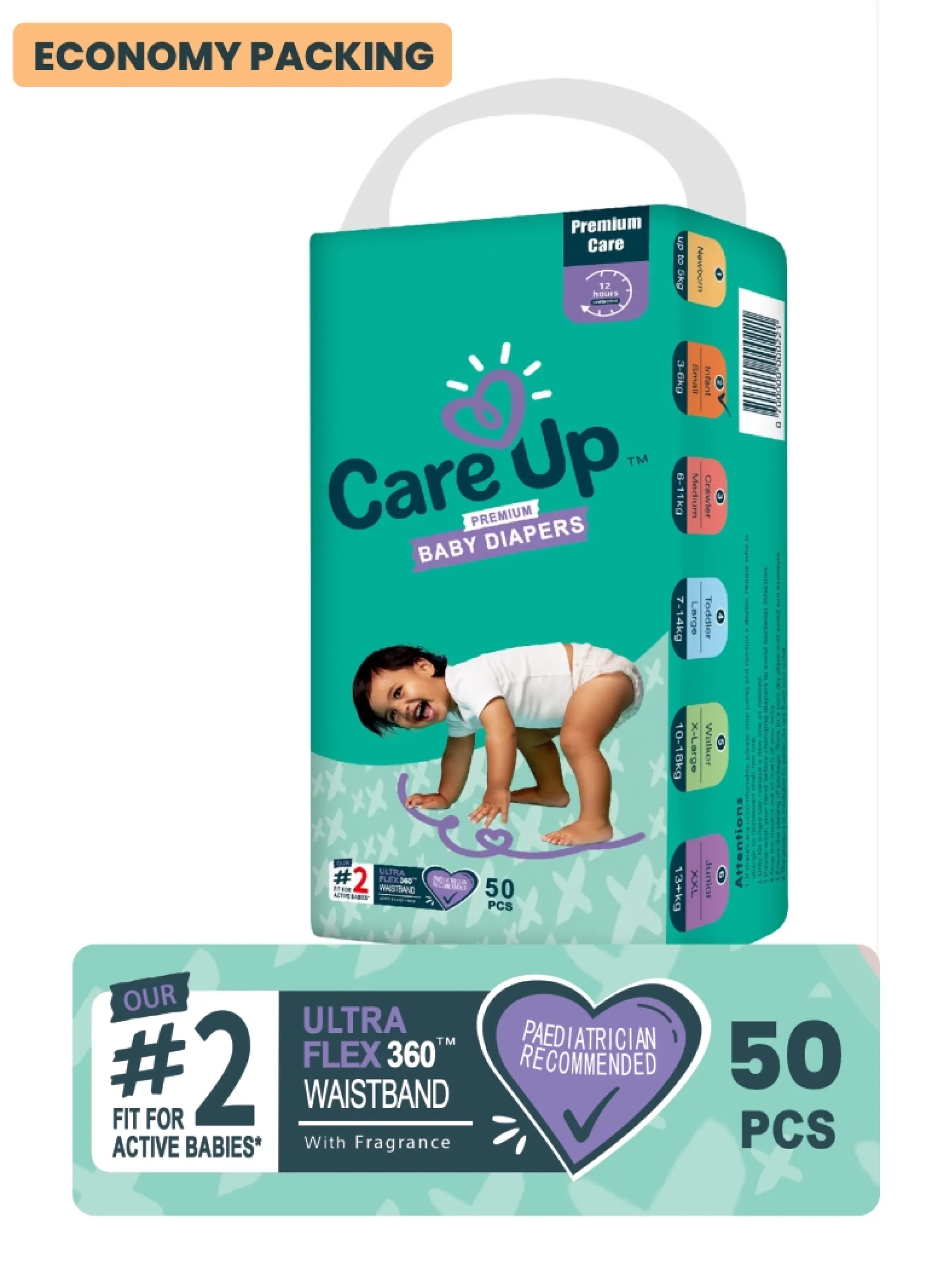  Care Up Premium Baby Diapers - XL-5 - 13kg plus Economy Pack 28 Pcs